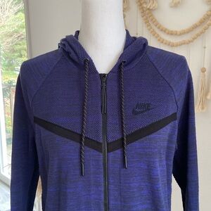 Nike premium knit zip up sweater hoodie blue hooded jacket medium